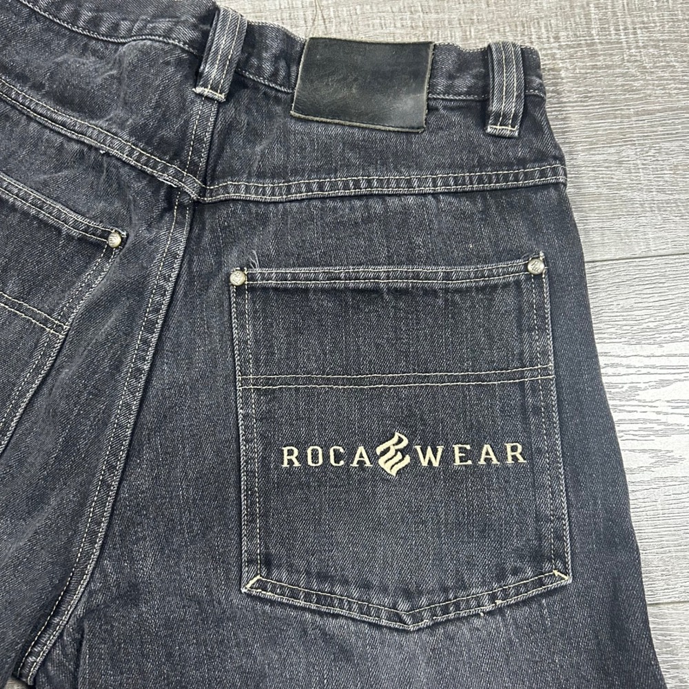 Rocawear Mens Jeans Black Wash Relaxed Fit Denim Pants Size 34